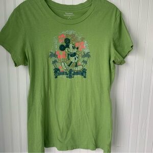 Disney Mickey Green T-Shirt with Hawaiian background Design